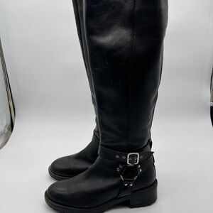 ASOS tall YTK motorcycle boot black leather size 10